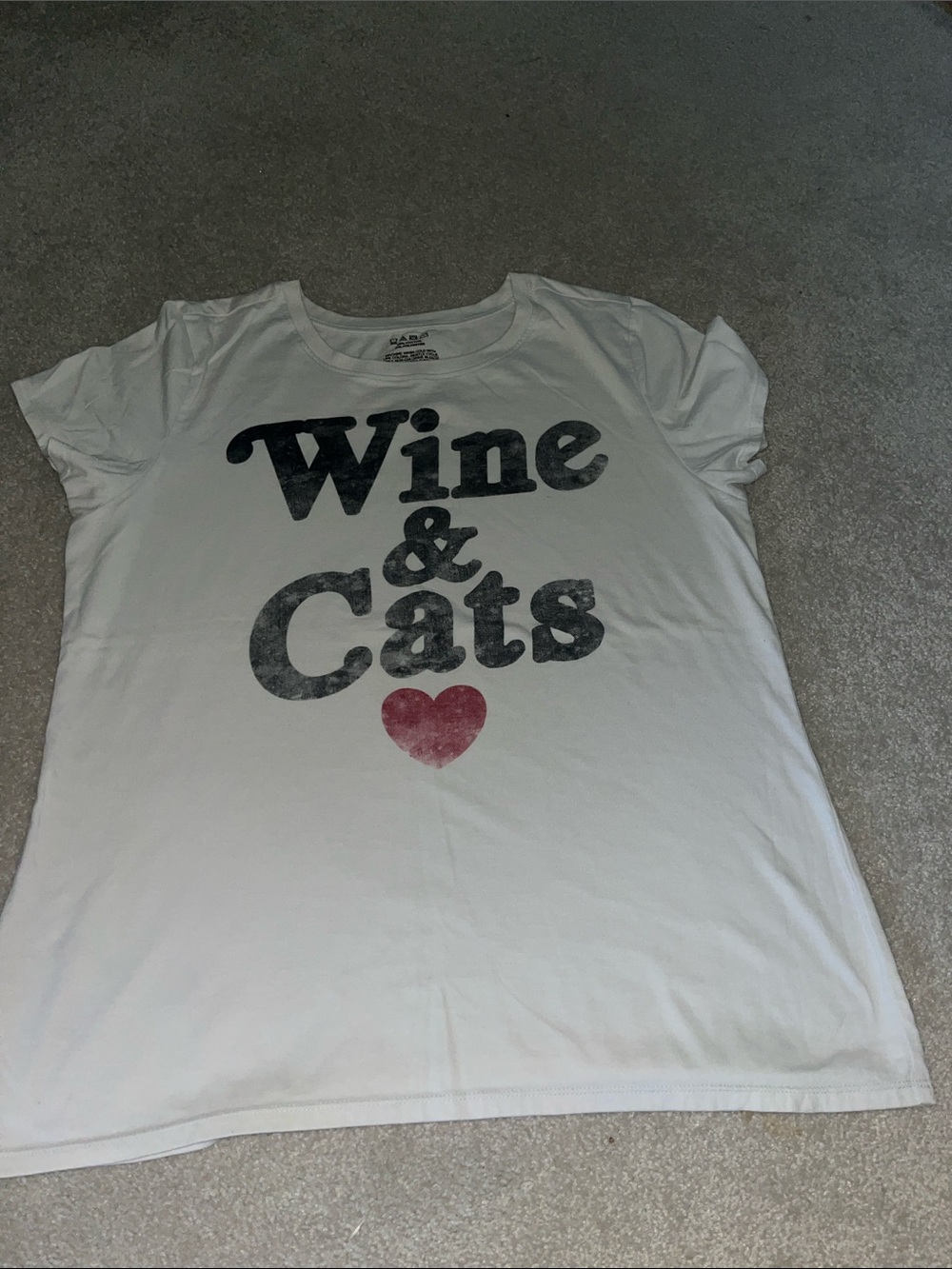 Wine & Cats White Graphic Cat Lover Tee